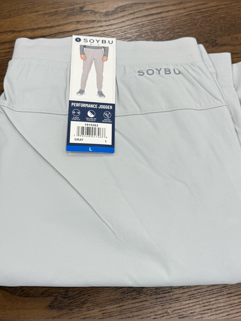 Soybu Performance Jogger Stretch Water Resistant Pants, Gray, Men’s Size L